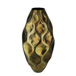 Vintage Gold Finish Trellis Pattern Oval Aluminum Vase